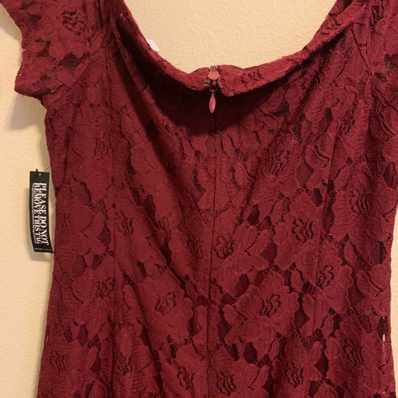 Eva Mendes off shoulder sheath lace dress burgundy XL - Picture 3 of 3